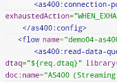 XML representation of Mule flow, contains configuration of AS400 connector.